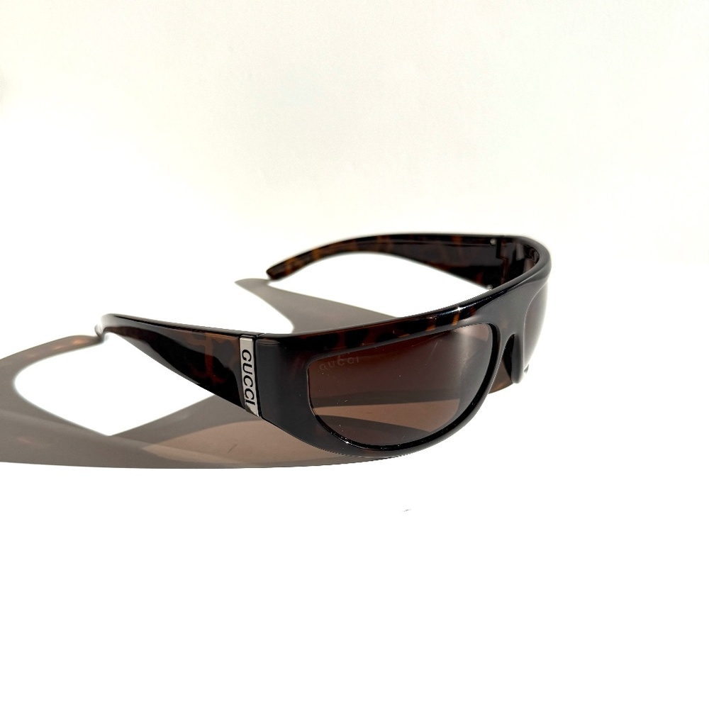 GUCCI Marcello GG157S 64mm Dark Brown Tortoise Acetate Rectangular Sunglasses